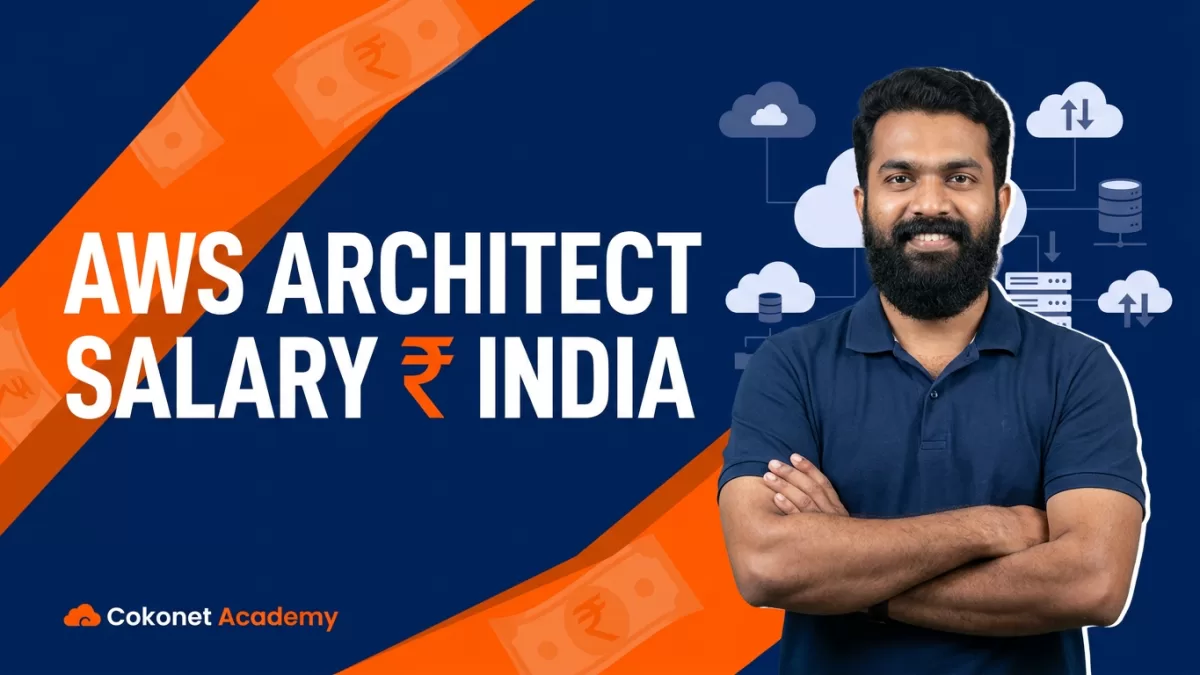 AWS solutions architect reviewing a cloud architecture diagram across multiple screens