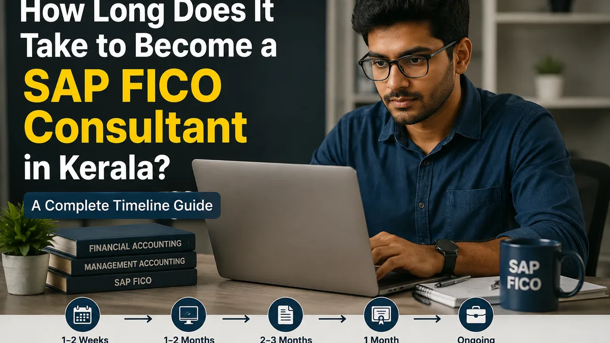 How long to become a SAP FICO consultant — finance professional working through an SAP training timeline