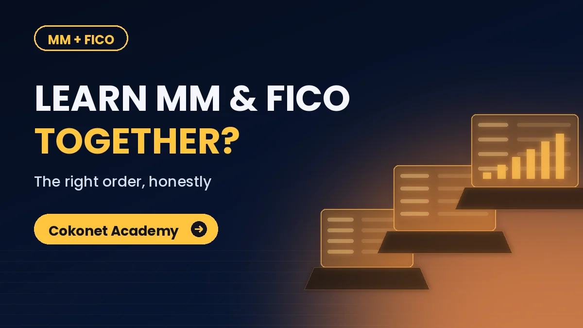 SAP learner planning a two-module path across MM and FICO at Cokonet Trivandrum