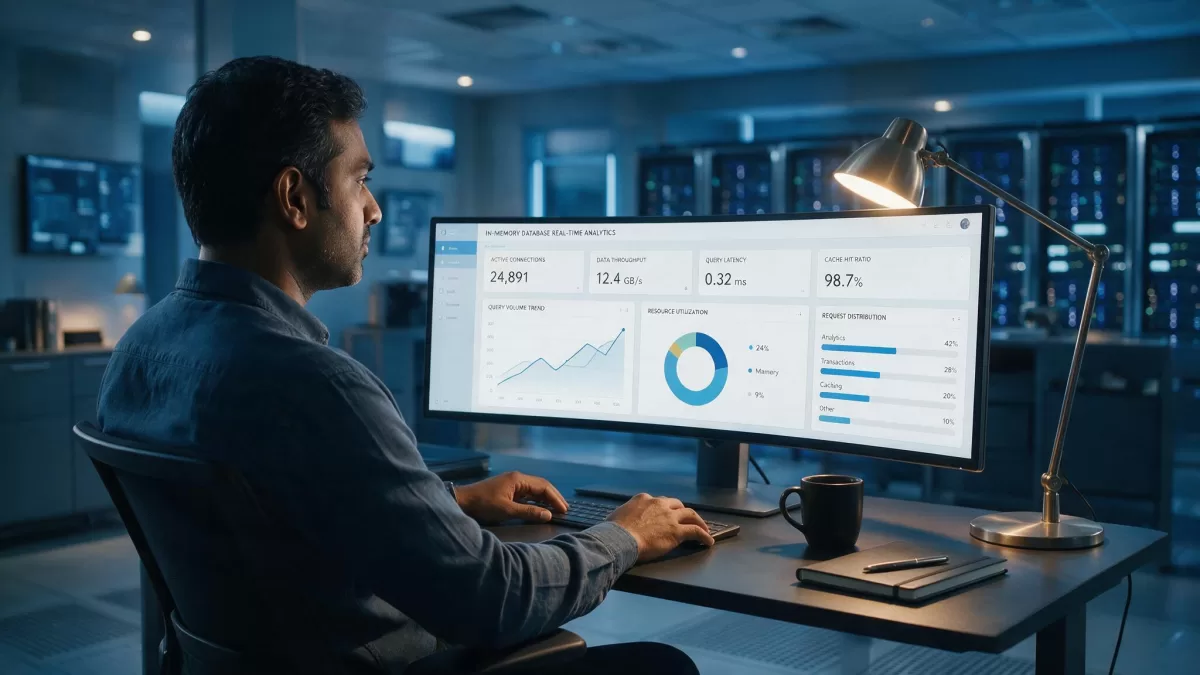 SAP S/4HANA training — in-memory database dashboard with real-time analytics
