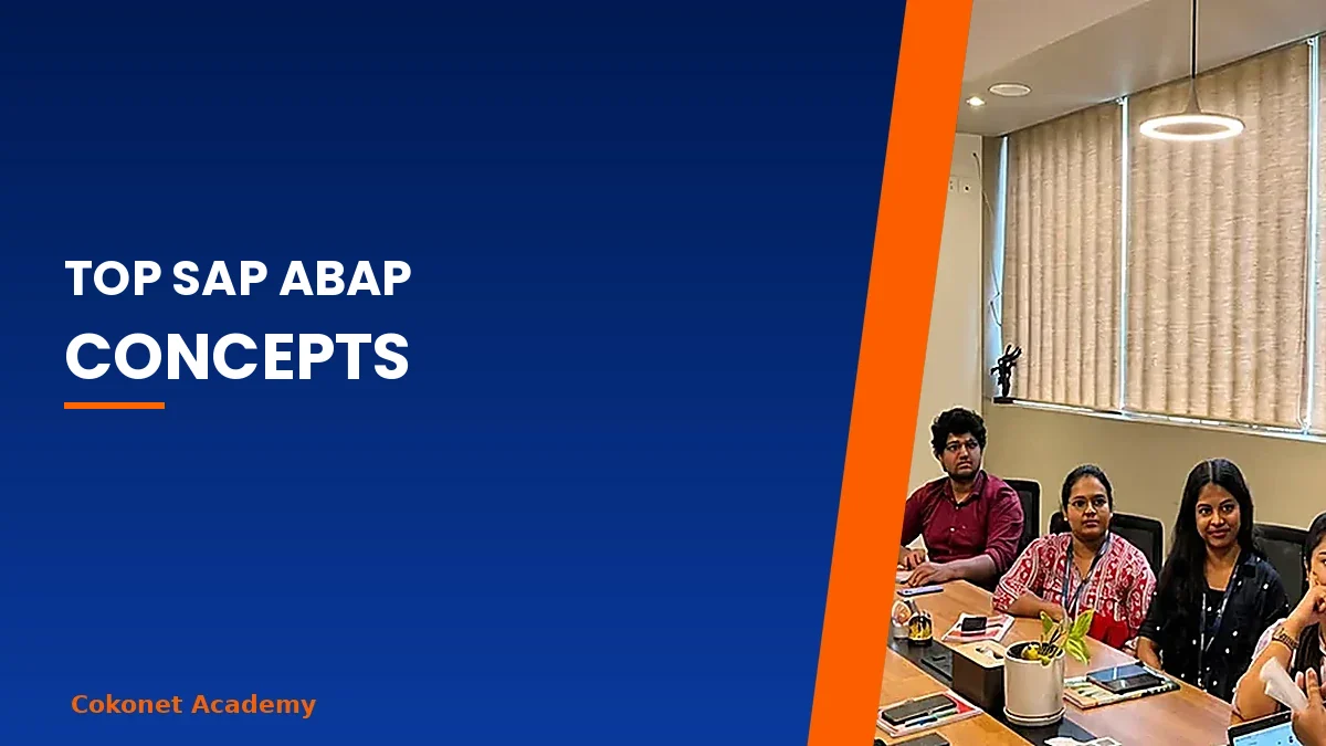 Top SAP ABAP concepts banner with learners at a Cokonet Academy session