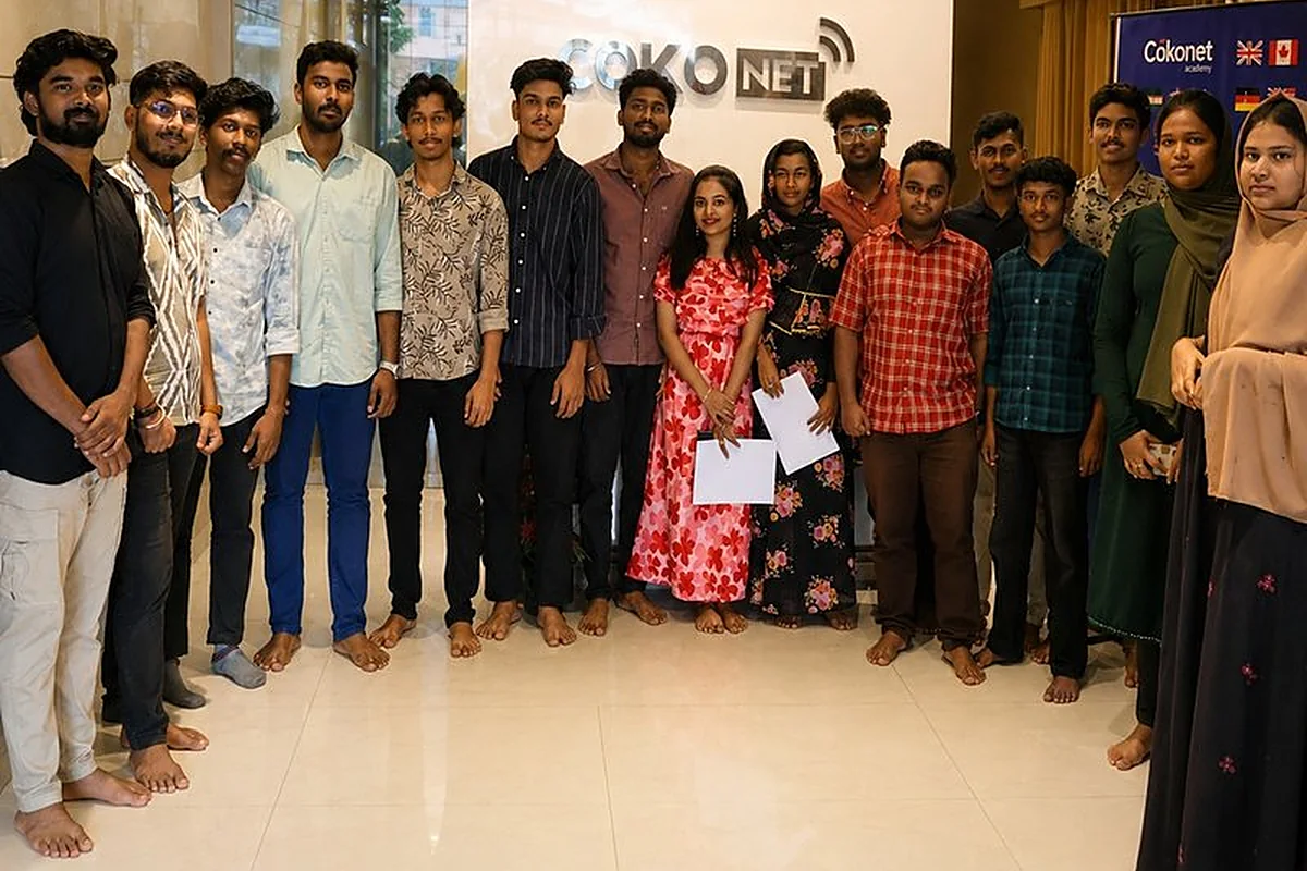A batch of Cokonet graduates at the Trivandrum office
